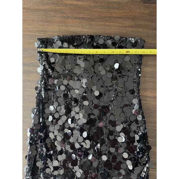 Sequin Dress Womens Small White Fox Black Paillette Mini Party Side Zip Lined - Picture 7 of 8